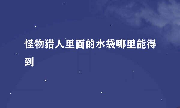 怪物猎人里面的水袋哪里能得到