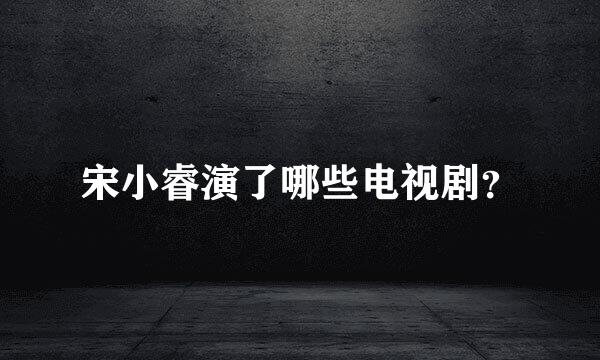 宋小睿演了哪些电视剧？