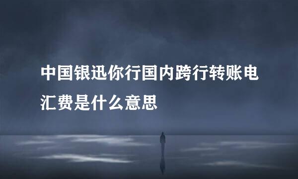 中国银迅你行国内跨行转账电汇费是什么意思