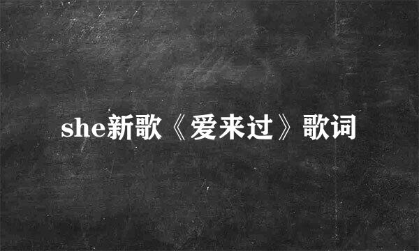 she新歌《爱来过》歌词