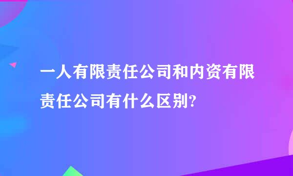 一人有限责任公司和内资有限责任公司有什么区别?