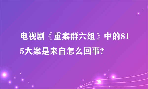 电视剧《重案群六组》中的815大案是来自怎么回事?