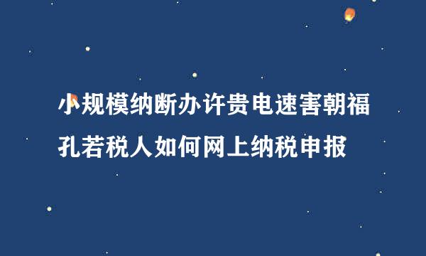 小规模纳断办许贵电速害朝福孔若税人如何网上纳税申报