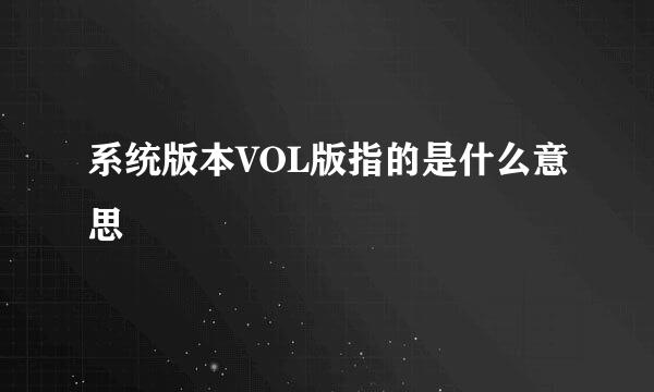 系统版本VOL版指的是什么意思