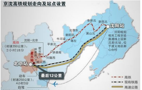 京沈高铁线路图及站点
