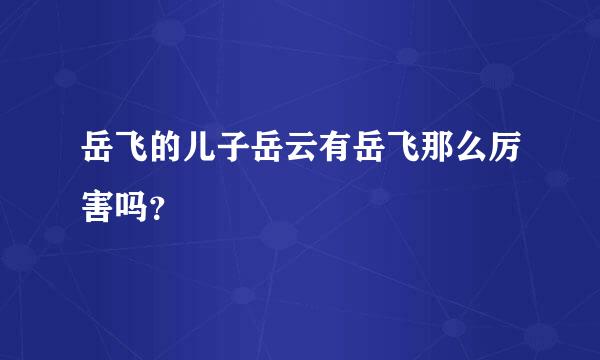 岳飞的儿子岳云有岳飞那么厉害吗？