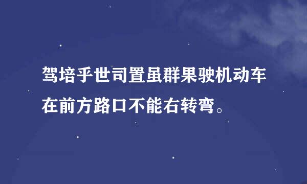 驾培乎世司置虽群果驶机动车在前方路口不能右转弯。