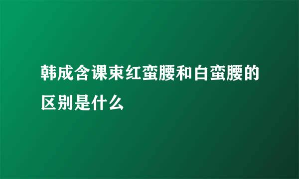 韩成含课束红蛮腰和白蛮腰的区别是什么