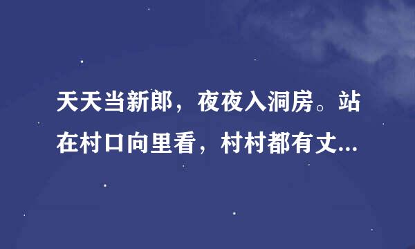 天天当新郎，夜夜入洞房。站在村口向里看，村村都有丈母娘在处水务张宜料。打一名称