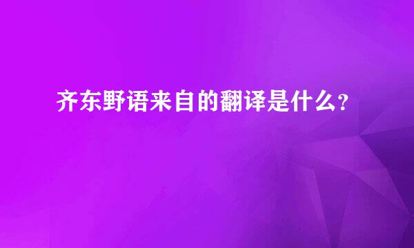 齐东野语来自的翻译是什么？