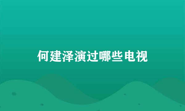何建泽演过哪些电视