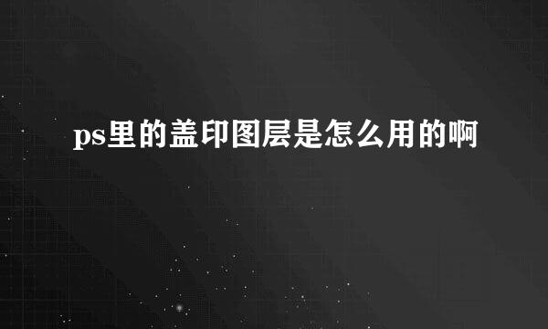 ps里的盖印图层是怎么用的啊