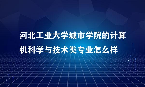 河北工业大学城市学院的计算机科学与技术类专业怎么样