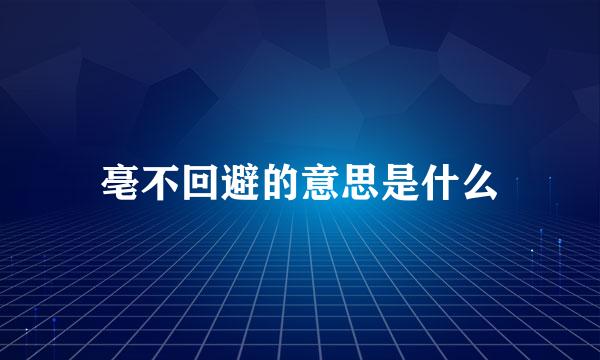 亳不回避的意思是什么
