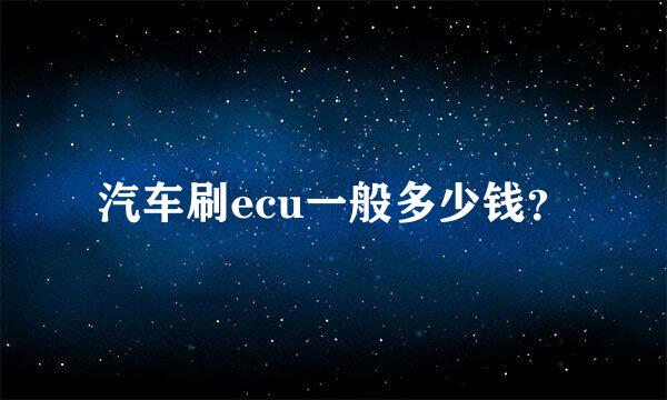 汽车刷ecu一般多少钱？