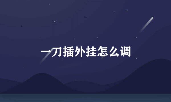 一刀插外挂怎么调