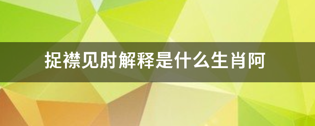 捉襟见肘解释是什么生肖阿