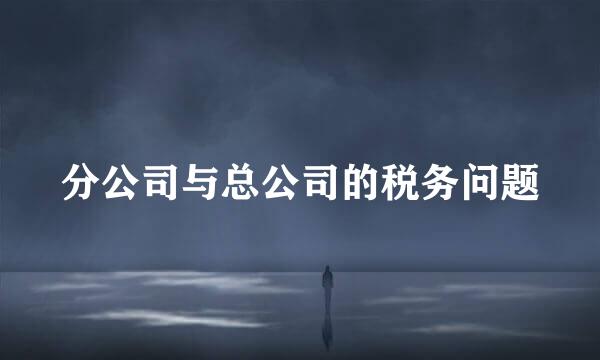 分公司与总公司的税务问题