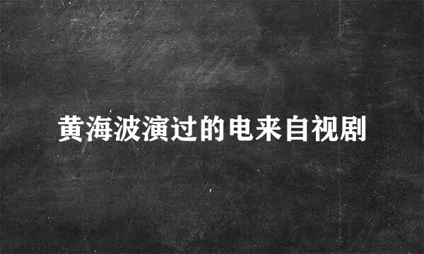 黄海波演过的电来自视剧