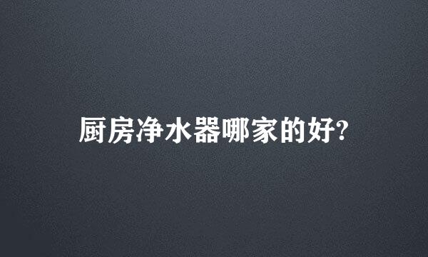 厨房净水器哪家的好?