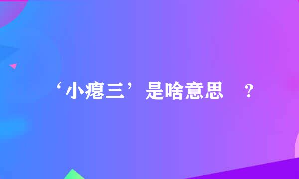 ‘小瘪三’是啥意思 ?