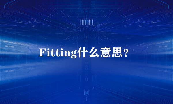 Fitting什么意思？