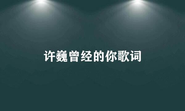许巍曾经的你歌词