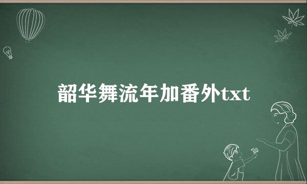 韶华舞流年加番外txt