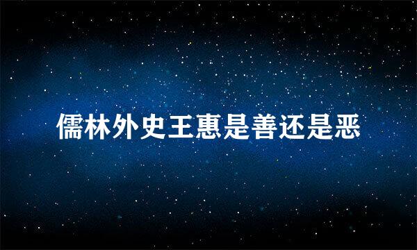 儒林外史王惠是善还是恶