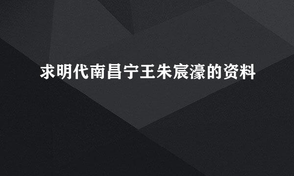 求明代南昌宁王朱宸濠的资料