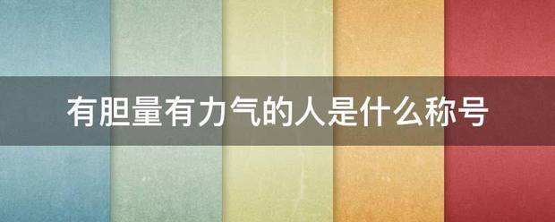 有胆量来自有力气的人是什么称号