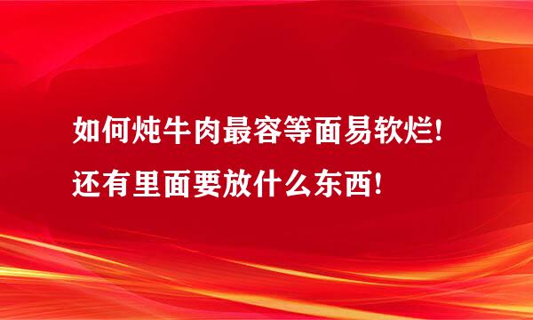 如何炖牛肉最容等面易软烂!还有里面要放什么东西!
