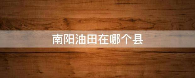 南阳油田在哪个县