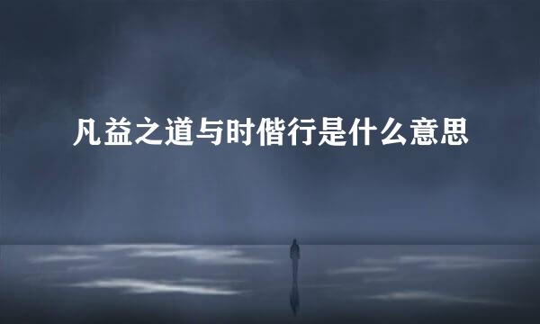 凡益之道与时偕行是什么意思