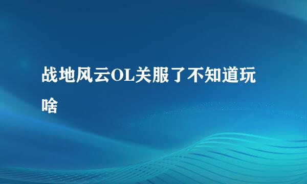 战地风云OL关服了不知道玩啥