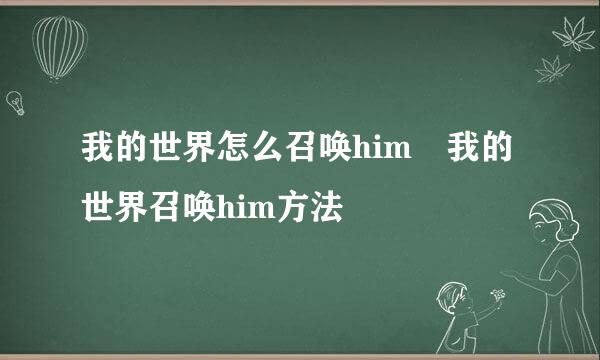 我的世界怎么召唤him 我的世界召唤him方法