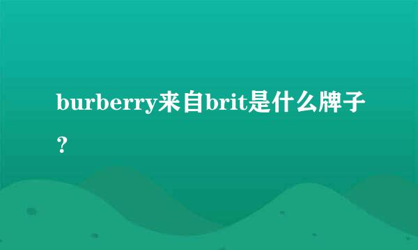 burberry来自brit是什么牌子？