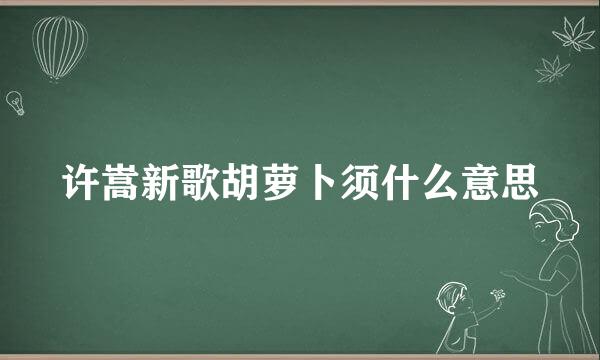许嵩新歌胡萝卜须什么意思