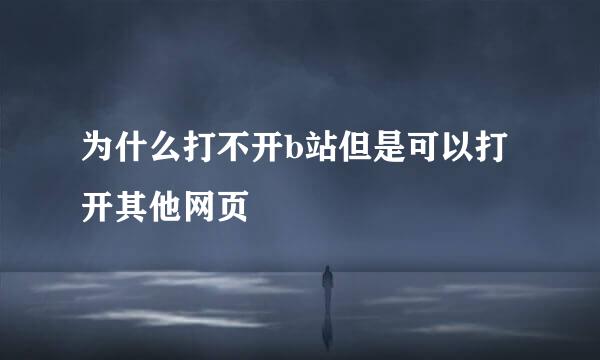 为什么打不开b站但是可以打开其他网页