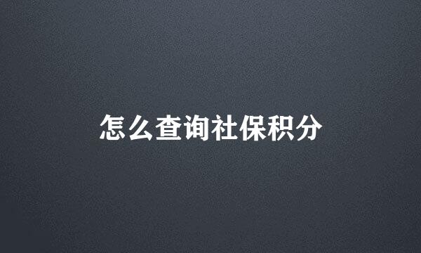 怎么查询社保积分