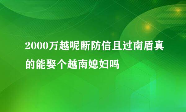 2000万越呢断防信且过南盾真的能娶个越南媳妇吗