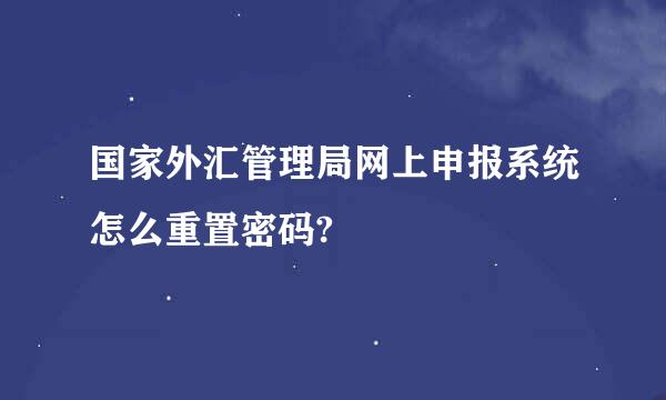 国家外汇管理局网上申报系统怎么重置密码?