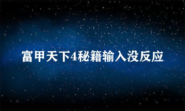 富甲天下4秘籍输入没反应
