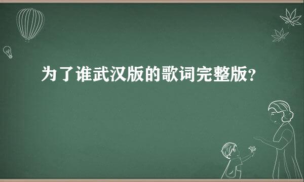 为了谁武汉版的歌词完整版？
