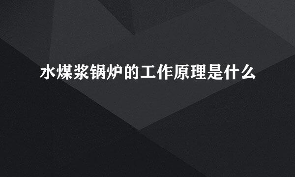水煤浆锅炉的工作原理是什么