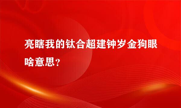 亮瞎我的钛合超建钟岁金狗眼啥意思？
