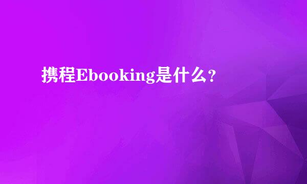 携程Ebooking是什么？