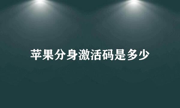 苹果分身激活码是多少