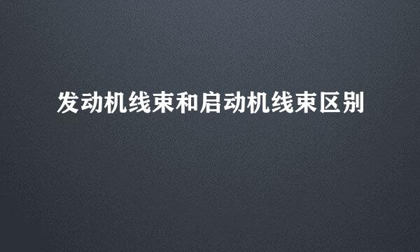 发动机线束和启动机线束区别