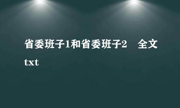 省委班子1和省委班子2 全文txt